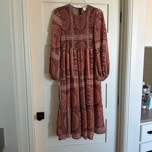 Bohemian Red Patterned Maxi Dress